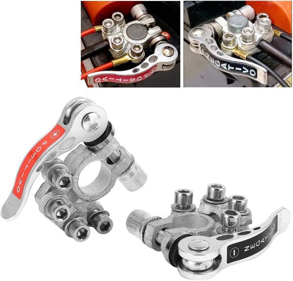 Copper Battery Terminals Car Battery Cable Terminal Clamps Connectors, 2pcs Terminal Quick Release Disconnect with Hex Wrench Positive Negative for SAE/JIS TYPE A Posts - Image 9