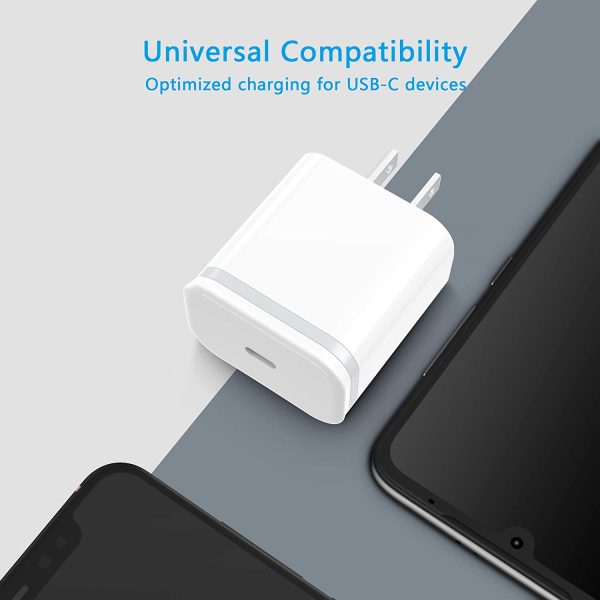 20W 2-Pack USB C Fast Charger for iPhone 13/13 Mini/13 Pro/13 Pro Max 12 11 SE XS XR X 8, iPad Pro, AirPods Pro, PD 3.0 USBC Plug Cube Type C Wall Charging Block Power Adapter Box Brick - Image 3