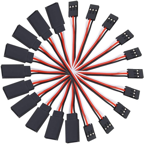 RGBZONE 10 Pack 100mm/3.9inch Extension Servo Wire Lead Cable Cord 30-Cores Male to Female for JR Style KK MWC Remote Control Parts - Image 2