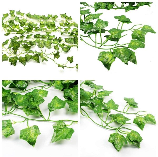 Qiantoucao Artificial Vines, 83Ft(12Pcs) Faux Fake Ivy Leaves Hanging Greenery Garland Vine Plant for Garden Wedding Party Home Wall Decoration Green - Image 5