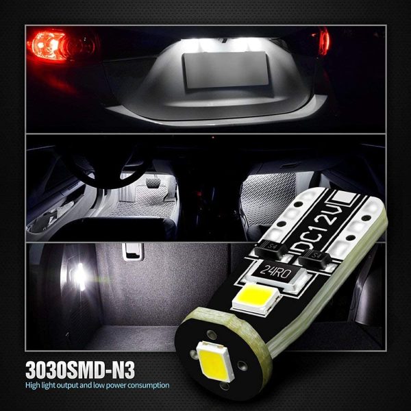 194 LED Bulbs Extremely Super Bright 3030 Chipset for Car truck Interior Dome Map Door Courtesy Marker License Plate Lights Compact Wedge T10 168 2825 Xenon White Pack of 10