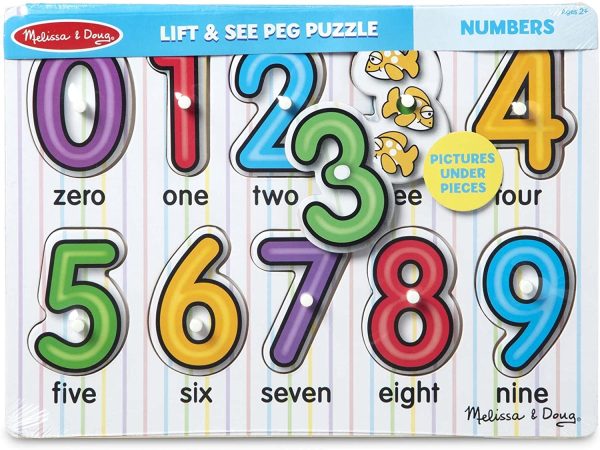 Melissa & Doug See-Inside Numbers Peg Puzzle (10 Pieces, Great Gift for Girls and Boys - Best for Babies and Toddlers, 12 Month Olds, 1 and 2 Year Olds) - Image 4