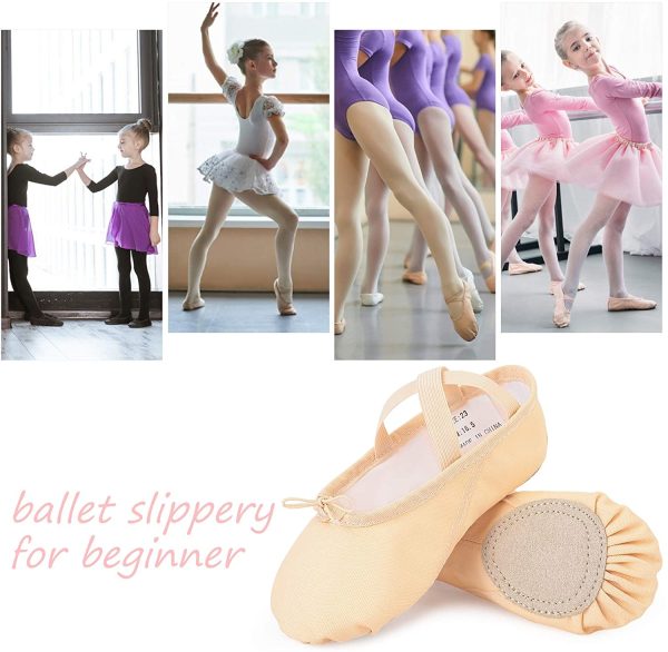 tanzdunsje Ballet Dance Shoes Slipper Canvas Split Leather Sole for Girls Women - Image 3