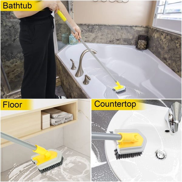 Shower Scrubber for Cleaning with Long Handle -46" Stiff Bristle Brush, Tub and Tile Brush for Cleaning Bathroom Shower Bathtub - Image 4