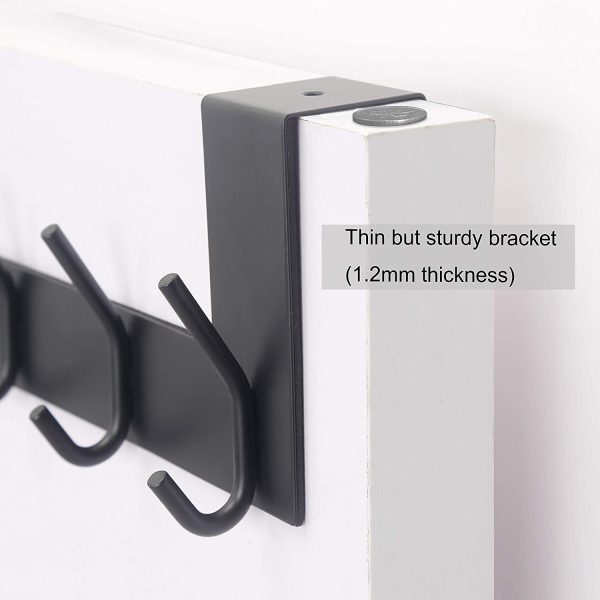 WEBI Over The Door Hook Door Hanger:Over The Door Towel Rack with 6 Coat Hooks for Hanging,Towel Hanger Door Coat Hanger Over Door Coat Rack for Towels,Clothes,Back of Bathroom,Black - Image 6