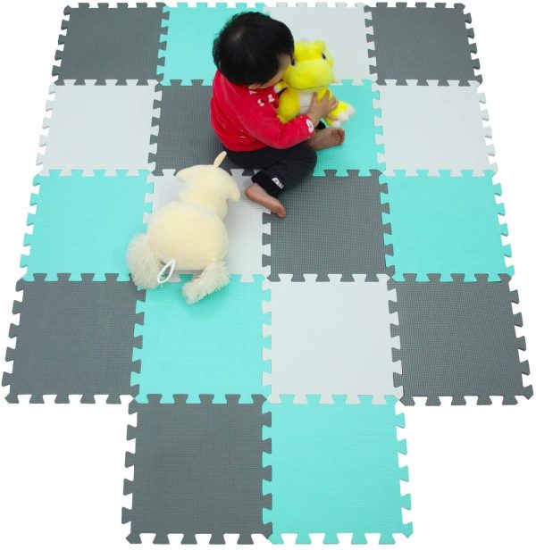 meiqicool Kid's Puzzle Exercise Play Mat with EVA Foam Interlocking Puzzle Solid Foam Play Mat for Baby- 18 Tiles Puzzle Floor Play Mat with Shapes & Colors 11.8"x 11.8" 010812 - Image 4