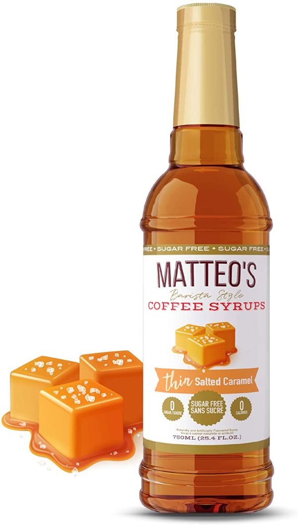 Matteo's Sugar Free Coffee Flavoring Syrup, Salted Caramel, Delicious Coffee Syrup, 0 Calorie, 0 Sugar Coffee Syrups, Keto Friendly, 25.4 Fl Oz - Image 6