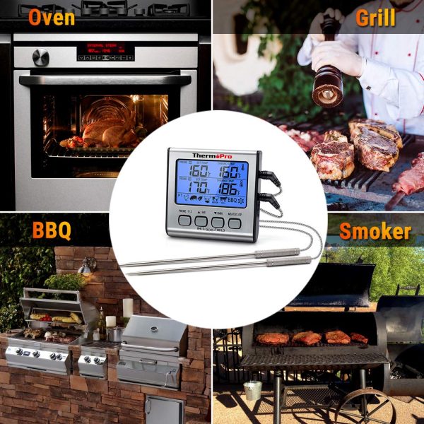 ThermoPro TP-17 Dual Probe Digital Cooking Meat Thermometer Large LCD Backlight Food Grill Thermometer with Timer Mode for Smoker Kitchen Oven BBQ - Image 4