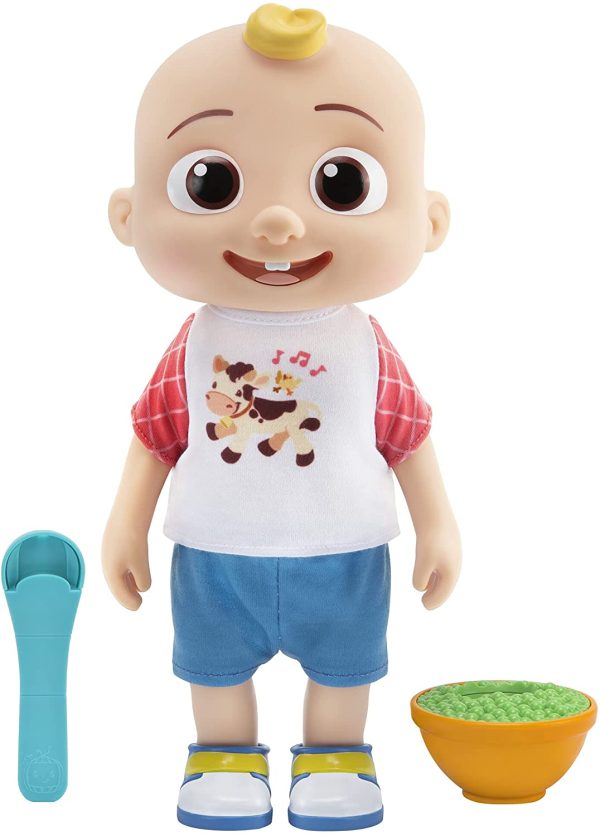 CoComelon Deluxe Interactive JJ Doll - Includes JJ, Shirt, Shorts, Pair of Shoes, Bowl of Peas, Spoon- Toys for Preschoolers