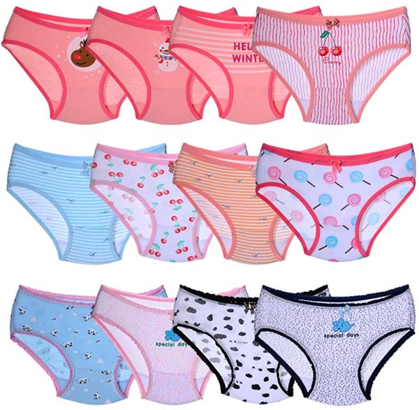 Closecret Toddler Soft Cotton Underwear Baby Panties Girls' 12-Pack Assorted Briefs