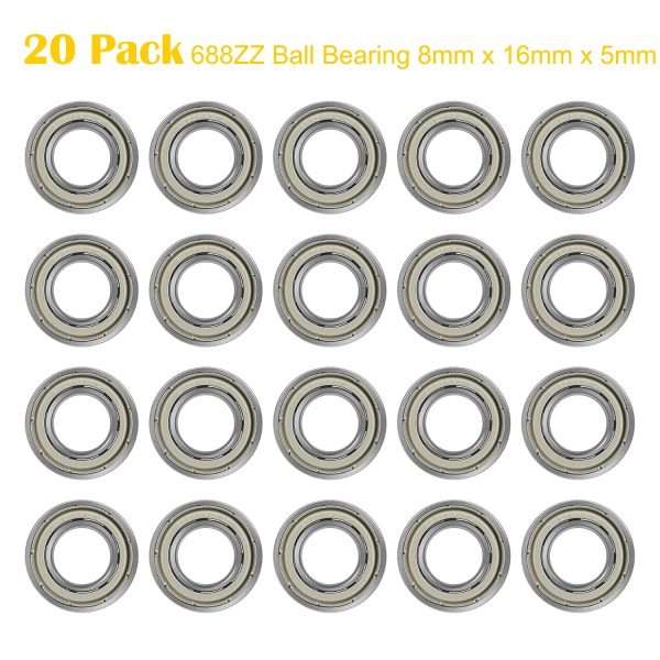 20 Pack 688ZZ Ball Bearing 8mm x 16mm x 5mm, Deep Groove Ball Bearing Double Shield 688-2Z 2080088 Stable Performance and Cost Effective - Image 3