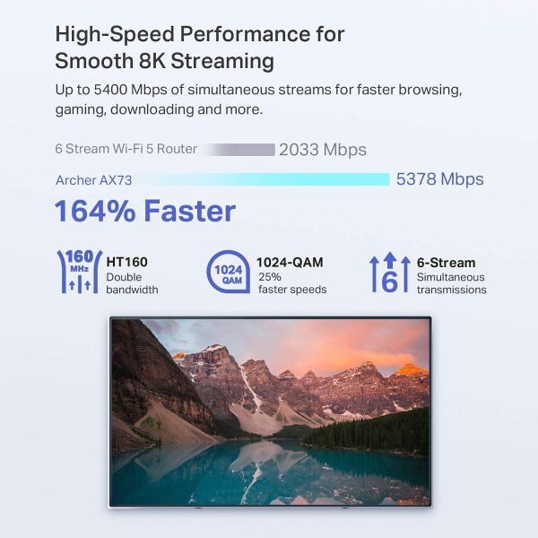 AX5400 WiFi 6 Router (Archer AX73)- Dual Band Gigabit Wireless Internet Router, High-Speed ax Router for Streaming, Long Range Coverage - Image 6
