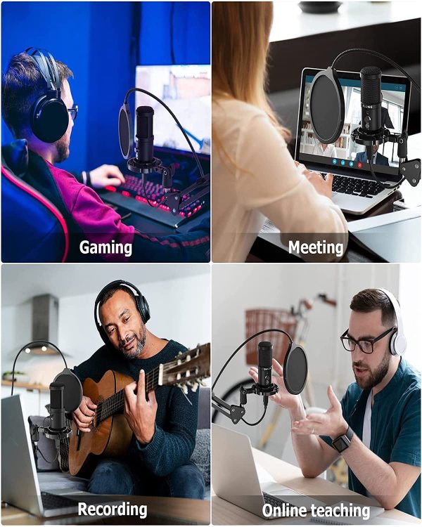 USB Microphone Kit,  192kHz/24Bit Professional Podcast Condenser Mic with Zero Latency Monitoring and Noise Reduction for Computer, Gaming, Recording, Broadcasting, Streaming, YouTube, Twitch, ASMR-CM2001