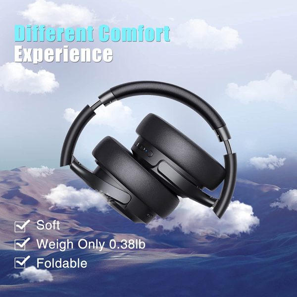 Bluetooth Headphones Over Ear, 55H Playtime, Comfort Fit Wireless Headphones with 3 EQ Modes, Immersive Bass, HiFi Stereo, Built-in HD Mic Foldable Lightweight Headset for Cellphone/PC/TV - Image 3