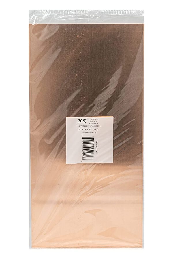 K&S 1217 Precision Metals 01217 Copper Sheet Metal Rack, 0.025" Thickness x 6" width x 12" Length, 22 Gauge, Made in USA. - Image 2