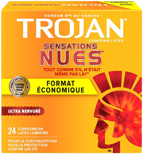 TROJAN Naked Sensations Ultra Ribbed Lubricated Latex Condoms, 24 Count - Image 5