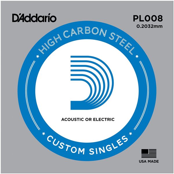 D'Addario PL008 Plain Steel Guitar Single String, .008 Gauge - Image 2