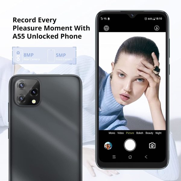 Unlocked Smartphones Canada,  A55, 4G Dual SIM Smartphone, Android 11 OS 3GB+16GB ROM Cell Phones Unlocked, 6.5" HD+, Face ID Detection, 4780mAh high Capacity Battery Unlocked Phone - Image 6