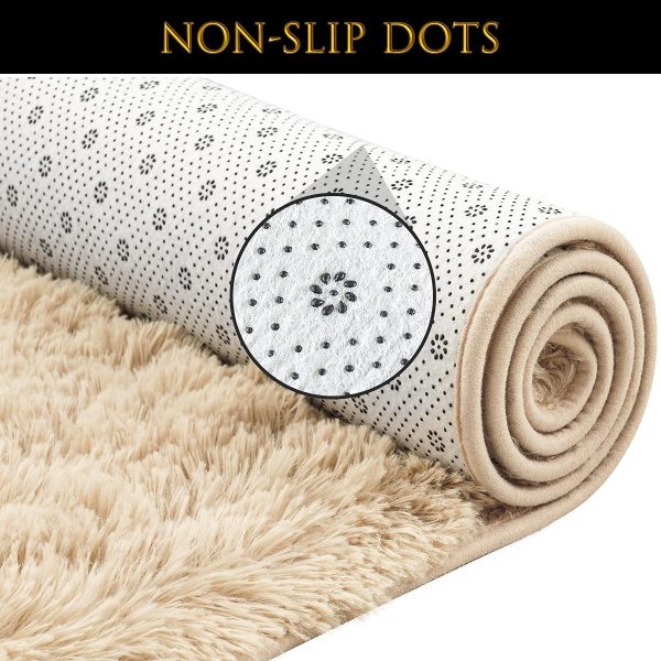 Pacapet Fluffy Area Rugs, Beige Shag Rug for Bedroom, Plush Furry Rugs for Living Room, Fuzzy Carpet for Kid's Room, Nursery, Home Decor 3 x 5 Feet - Image 6