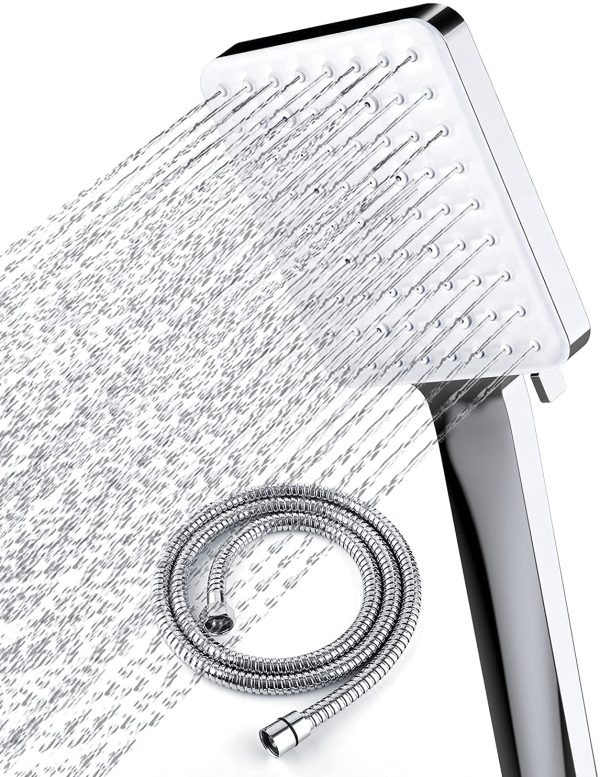 ? High Pressure Shower Head with Handheld, 6 Spray Modes/Settings Detachable Shower Head with Stretchable Stainless Steel Hose and Multi Angle Adjustable Shower Bracket - Image 6