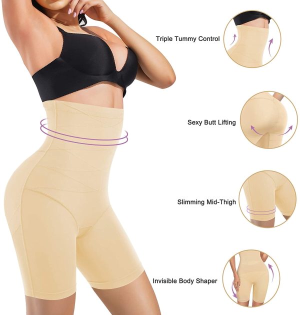 Nebility Women Waist Trainer Shapewear Tummy Control Body Shaper Shorts Hi-Waist Butt Lifter Thigh Slimmer