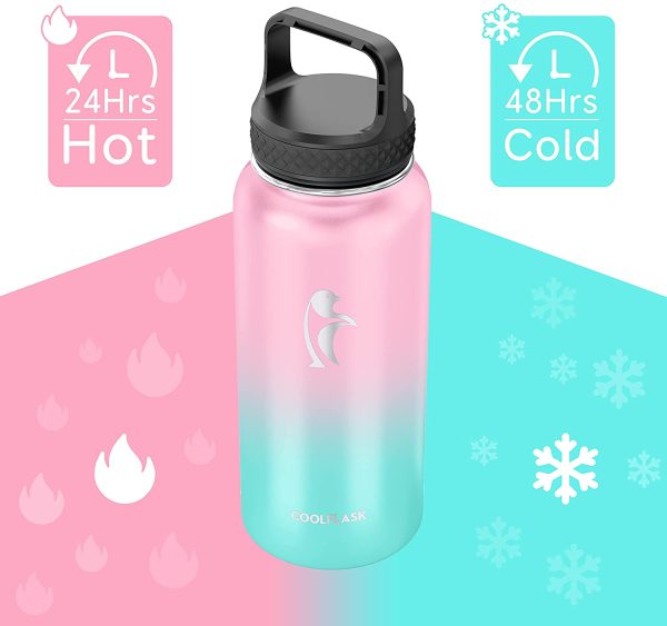 32 oz Water Bottle with Straw & Spout Lid,  Insulated Water Bottle 1/4 Gallon Wide Mouth , Sweat-Proof BPA-Free Keep Cold Up to 48 Hrs or Hot Up to 24 Hrs, Bubblegum Princess - Image 7