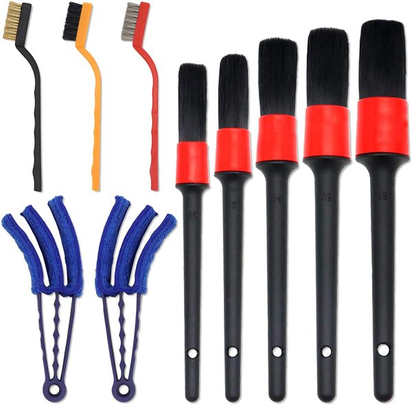 Car Detailing Brush Set, 10 Pack Automotive Cleaning Brush Dirt Dust Cleaning Kit, for Car Interior, Leather, Air Vents, Engines, Wheels - Image 4