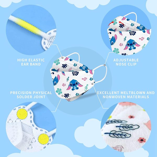 [50Pcs] 5 Colors Kids Disposable Cute Face_M??ska With 4-Ply & Nose Bridge Strip, 3D Designs Breathable Fashion Colorful Pretty Pattern FACE_Mask for Girls Boys Kids School Outdoor-Hero Collection - Image 4