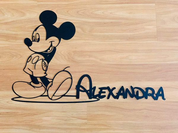 Personalized Mickey Mouse Sign Minnie Mouse Silhouette Custom Name Sign Metal Wall Art Disney Wall Hanging Plaque Gift for Kids Baby Room Nursery Wall Decor Home Decorations Handmade Birthday Present - Image 6