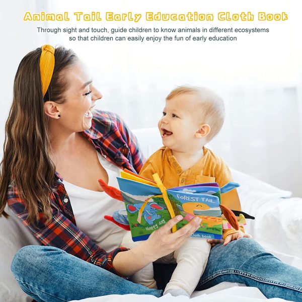 Auidy_6TXD Baby's First Soft Book, Nontoxic Fabric Baby Cloth Books with Rustling Sound for Newborns Infants Toddlers, 6 Pages Rainforest Animal Style Soft Book - Image 5