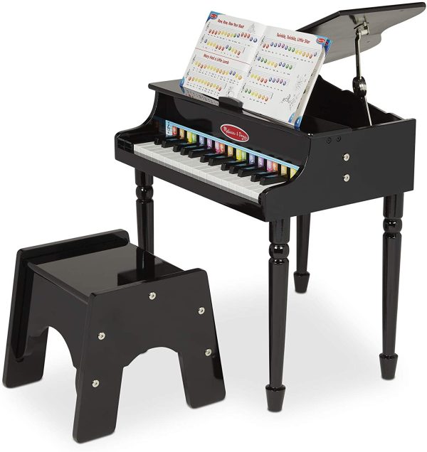 Melissa & Doug Learn-to-Play Classic Grand Piano with 30 Keys, Color-Coded Songbook, and Non-Tip Bench, H: 23.5 X W: 22.2 X D: 10 - Image 3