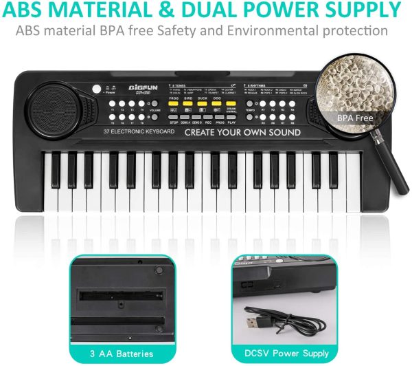 M SANMERSEN Kids Piano Keyboard, Music Pianos Keyboard 37 Keys with 4 Drums / Animals Sound Electronic Keyboards Toys for Beginners 3-8 Years Old Girls Boys Kids - Image 4