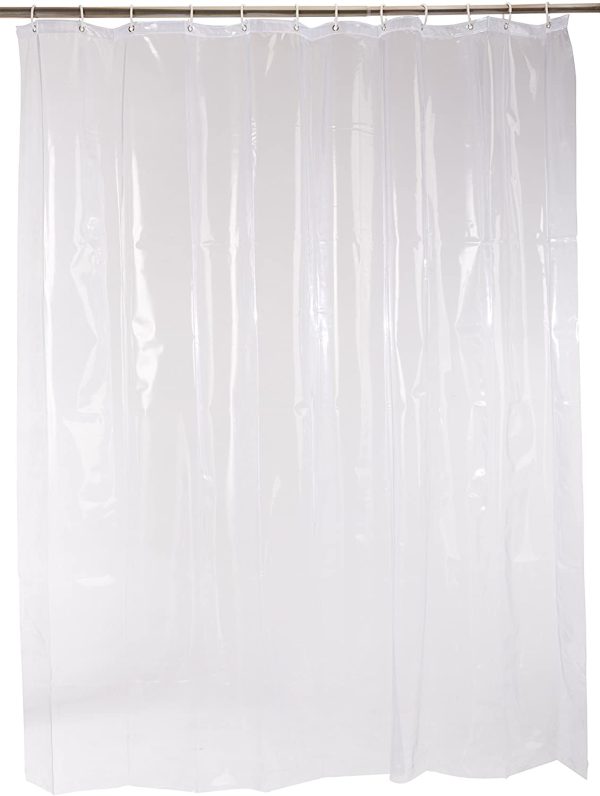 AmazonBasics Heavyweight  Shower Curtain Liner with Hooks - 72 x 72 Inches, Clear - Image 5