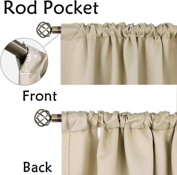 BGment Rod Pocket and Back Tab Blackout Curtains for Bedroom - Thermal Insulated Room Darkening Curtains for Living Room, 2 Window Curtain Panels of 42 x 63 inch, Beige