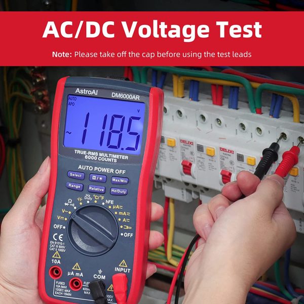 AstroAI Digital Multimeter TRMS 6000 Counts Volt Meter Ohmmeter Auto-Ranging Tester; Accurately Measures Voltage Current Resistance Diodes Continuity Duty-Cycle Capacitance Temperature for Automotive - Image 5