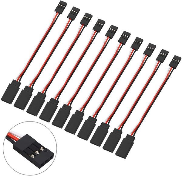 RGBZONE 10 Pack 100mm/3.9inch Extension Servo Wire Lead Cable Cord 30-Cores Male to Female for JR Style KK MWC Remote Control Parts