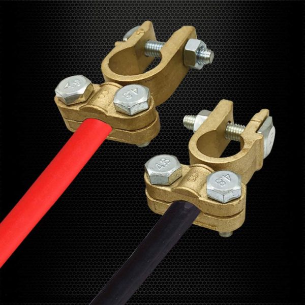 Brass Battery Terminals Connectors Clamps, Top Post Battery Terminal Protector Set for Marine Car Boat RV Vehicles (1 Pair) - Image 3