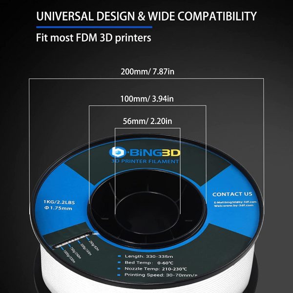 3D PLA Printer Filament, 1.75mm +/- 0.03mm, 3D Printing Material PLA-at, Net Weight 1kg Spool (2.2lbs), 330m/1082ft per Roll with Vacuum Package - Image 5