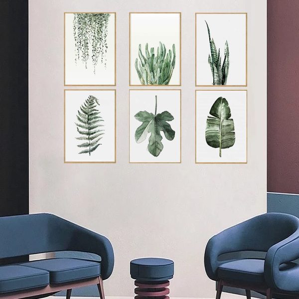 Plant Prints canvas art Home decor, Set of 6?? 8x10 Unframed?? Poster Canvas Print, Plant Painting Dewcor for Living Room (color 1)