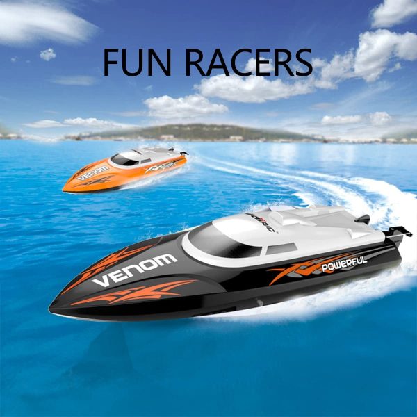 RC High Speed Boat Toys, Remote Control Toys for Adults and Kids, High Speed up to 25KM/H, Water Cooling System, Self-righting System, RC Boat for Pool/Lake/Outdoor, Upgraded Battery, Orange, Gift. (Black) - Image 5