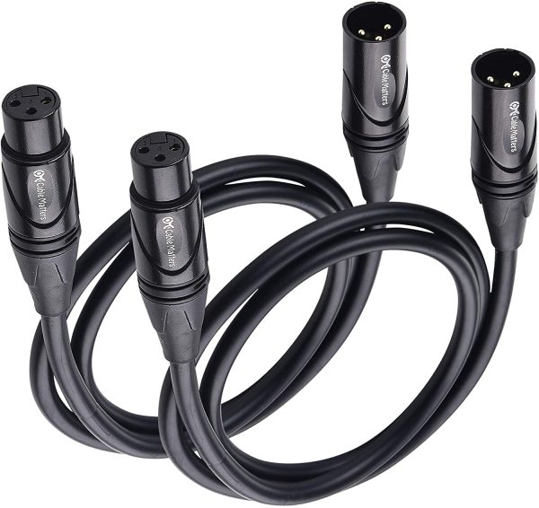 2-Pack, Gold Plated XLR Male to Female Microphone Cable 3 Feet - Image 3