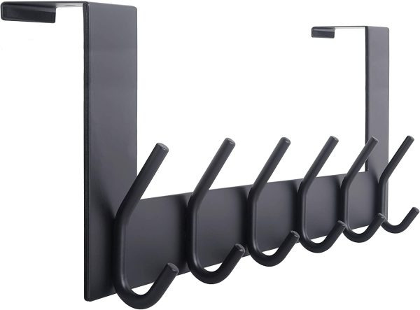 WEBI Over The Door Hook Door Hanger:Over The Door Towel Rack with 6 Coat Hooks for Hanging,Towel Hanger Door Coat Hanger Over Door Coat Rack for Towels,Clothes,Back of Bathroom,Black - Image 4