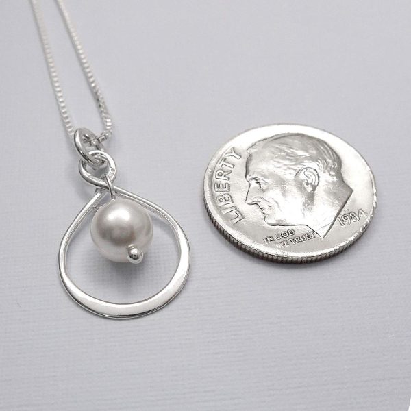 Sterling Silver Infinity Necklace, Mother of the Groom Gift from Bride, Mother in Law Gift Necklace, White Pearl Necklace, Mother in Law Gift from Daughter in Law, 18 inches plus 2 inches Extender