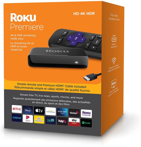 Premiere | HD/4K/HDR Streaming Media Player with Simple Remote and Premium HDMI Cable - Image 4