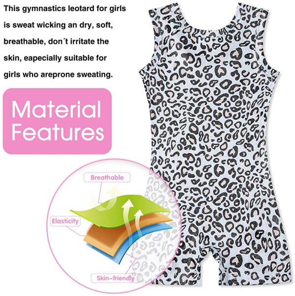 uideazone Gymnastics Leotard for Girls Biketards Sparkly Ballet Unitard with Shorts Quick Dry One-Piece Outfits 3-7 Years - Image 6