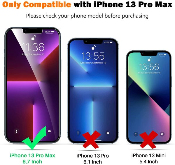 LK 3 Pack Tempered Glass Screen Protector Compatible with iPhone 13 Pro Max with 3 Pack Camera Lens Protector, Easy Installation, Anti Scratch, Ultra Thin, Work with Most Case, 9H Hardness - Image 3