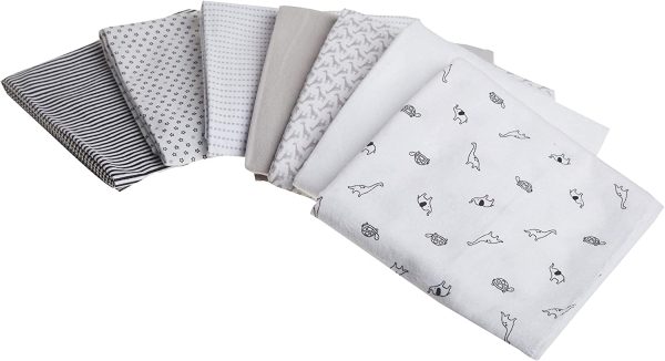 Simple Joys by Carter's Baby Unisex 7-Pack Flannel Receiving Blankets, Gray/White/Black, One Size - Image 4