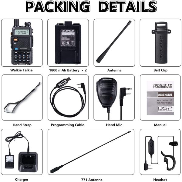 UV-5R Dual Band with one More 1800mAh Battery one Hand Mic one Cable and one Antenna Radio - Image 4