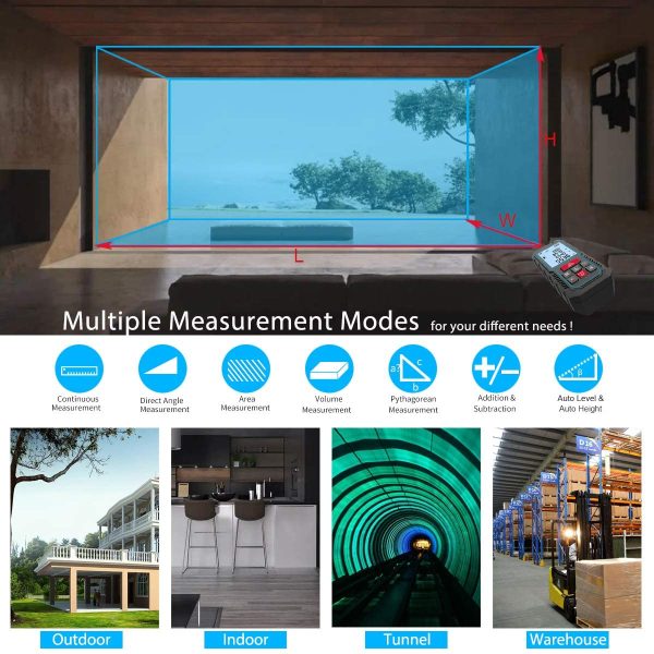 229Ft Laser Measure Device, Mileseey Digital Laser Tape Measure with Upgraded Electronic Angle Sensor, ??2mm Accuracy, Area Measurement,Volume and Pythagoras, Backlit LCD,Mute, Battery Included - Image 6