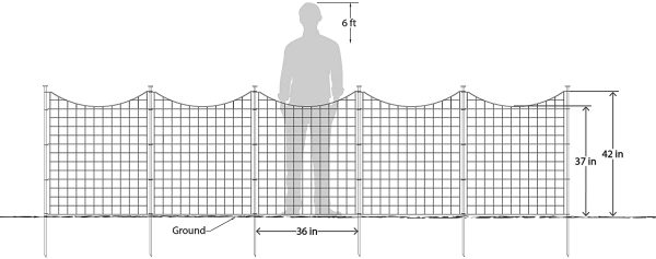 Zippity Outdoor Products 42" Tall Black Metal Garden Fence Kit (5 Pack), (WF29002), 1 Box (5 Panels & 6 Stakes) - Image 4